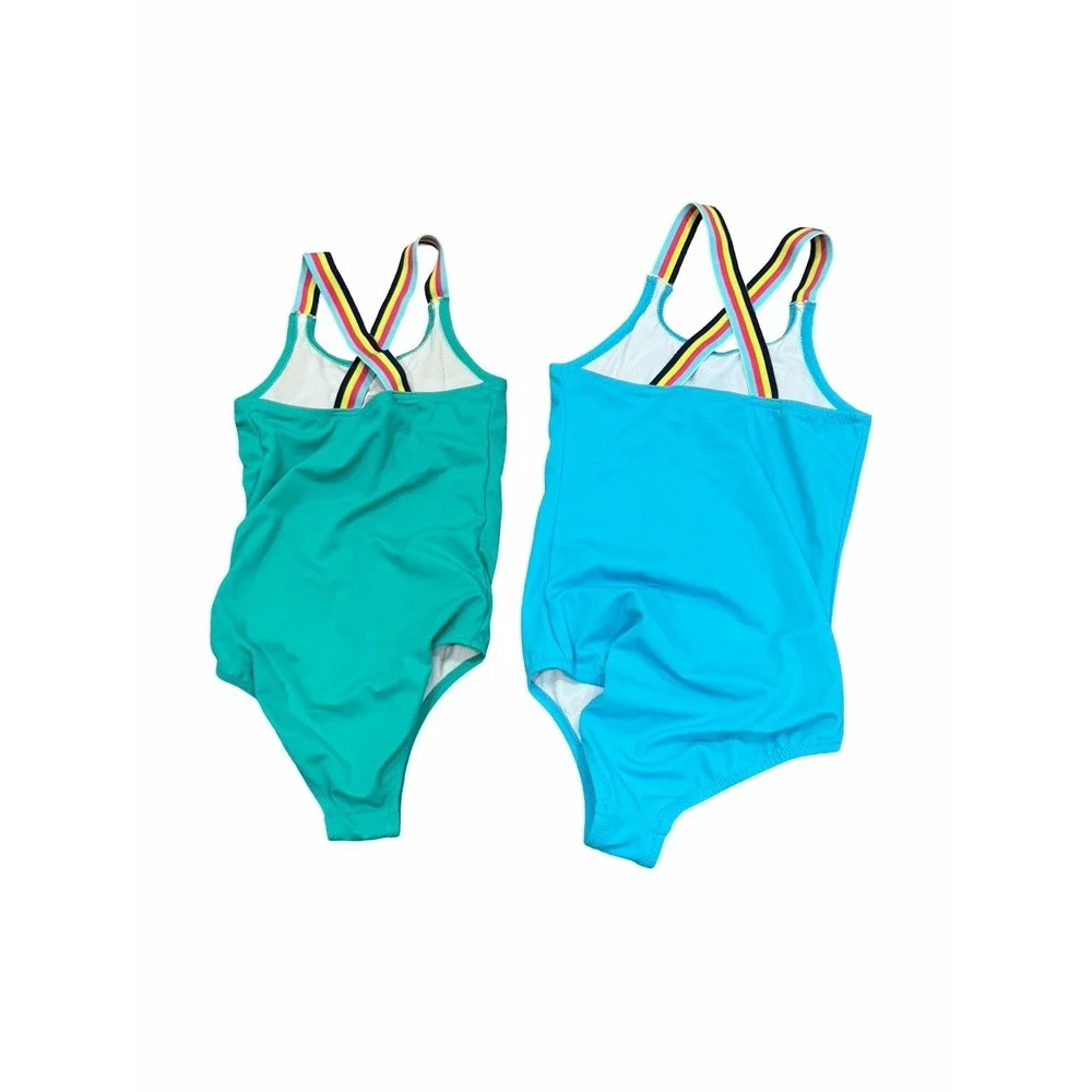 Lands' End Kamu 6-8 One Piece Swimsuit Bathing Suit Lot Bundle Solid Floral
